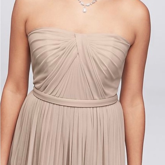 David’s Bridal Versa Dress biscotti w/ sheer cape - Picture 3 of 3